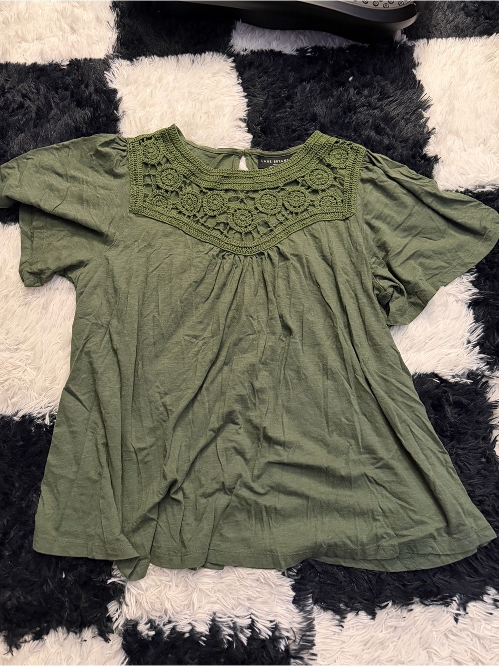 Lane Bryant Olive Green Short Sleeve Blouse